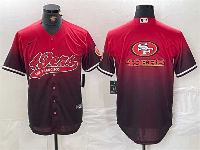 Men%27s San Francisco 49ers Team Big Logo Red Black With Patch Cool Base Stitched Baseball Jersey->tampa bay buccaneers->NFL Jersey
